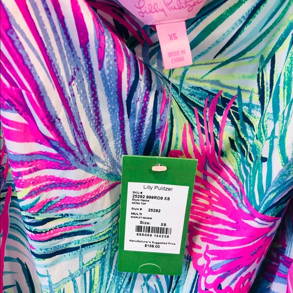 LILLY PULITZER Adira Top in Scarlet Macaw *NWT* XS - Picture 4 of 5